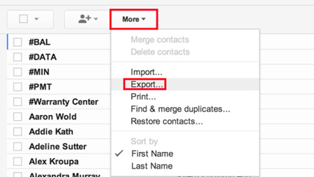 contacts android sauvegarde via gmail