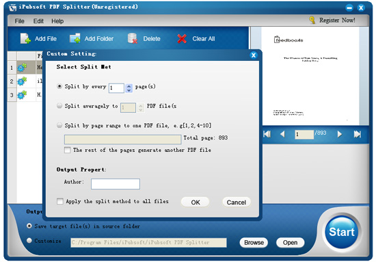 sÃ©lectionner le mode de fractionner des fichiers PDF