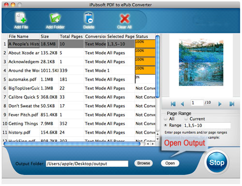 lancer la conversion Adobe PDF Ã  ePub pour Mac