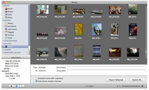 obtenir des photos de l'iPhone à votre Mac via iPhoto